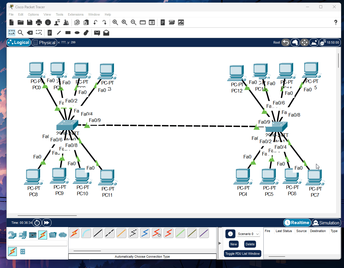 Setting VLAN 10 (business) & VLAN 20 (design) pada Switch1